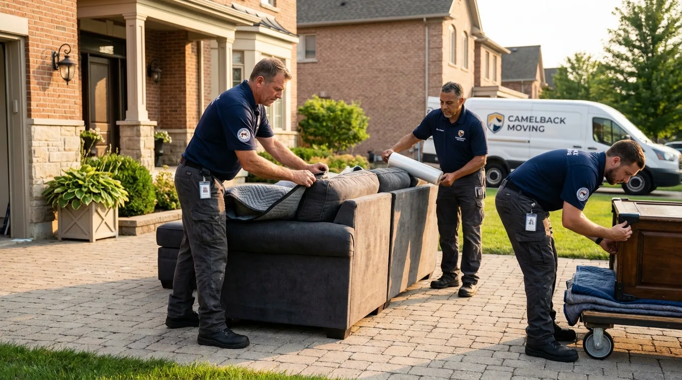 Large estate moving crew wrapping furniture in Mountain City, TN